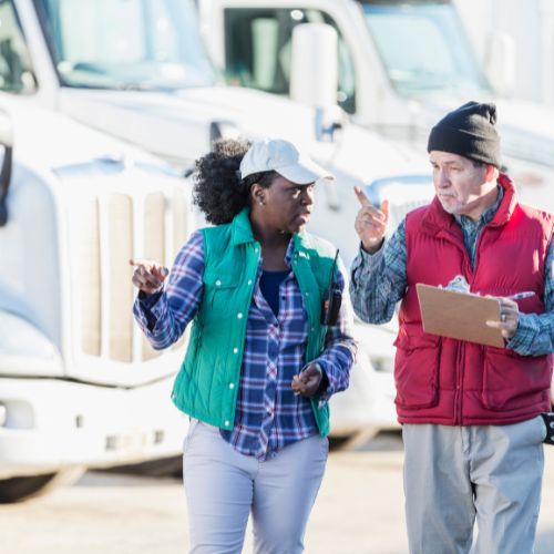 fleet manager talking to a driver