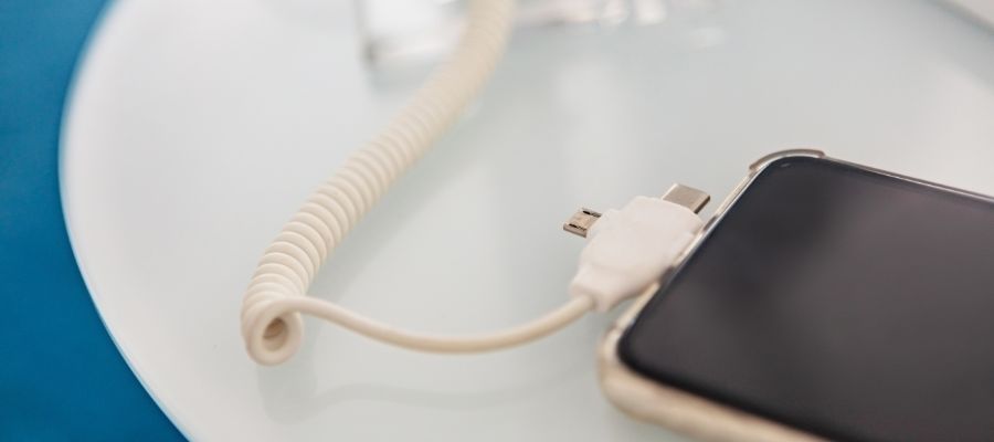 phone charging cord in a medical office